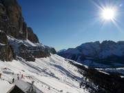 Vue depuis Laurins Lounge sur le Rosengarten et le Latemar