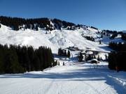 Vue sur le Bolgengrat dans le domaine skiable de Grasgehren