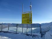 Signalisation des pistes dans le domaine skiable Monte Bondone