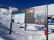 Panneau d'information avec le statut actuel dans le domaine skiable