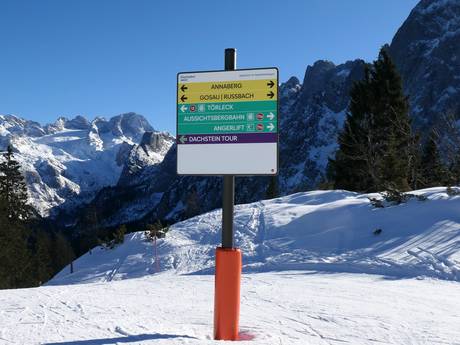 Lammertal (vallée du Lammer): indications de directions sur les domaines skiables – Indications de directions Dachstein West – Gosau/Russbach/Annaberg