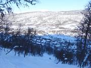 Vue sur les hébergements Osthangsbyn
