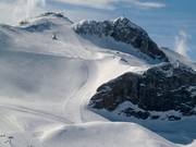 Vue sur la piste difficile n° 13 depuis la Greitspitze