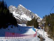 Piste facile de descente vers la vallée Bellaria jusqu'à San Martino di Castrozza