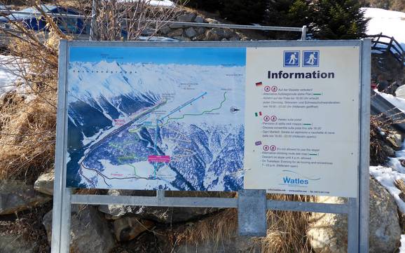 Obervinschgau: indications de directions sur les domaines skiables – Indications de directions Watles – Malles Venosta (Mals)