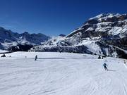Vue sur le domaine skiable d’Arabba depuis le Monte Cherz