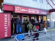 Zone de caisse soignée dans le domaine skiable de Bromont