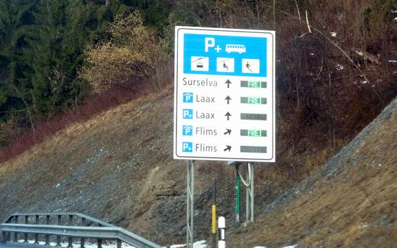 Flims Laax Falera: Accès aux domaines skiables et parkings – Accès, parking Laax/Flims/Falera