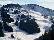 Vue sur les pistes Ranfolly à Les Gets