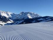 Préparation parfaite des pistes devant le Hochkönig