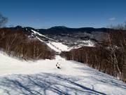 Descente à travers la clairière forestière jusqu'à la station de la vallée
