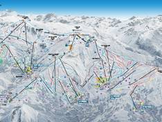 Plan des pistes Les Sybelles – Le Corbier/La Toussuire/Les Bottières/St Colomban des Villards/St Sorlin/St Jean d’Arves