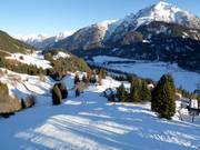 Piste facile et de difficulté moyenne juste avant la station de la vallée