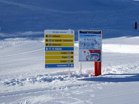 Val Venosta (Vinschgau): indications de directions sur les domaines skiables – Indications de directions Belpiano (Schöneben)/Malga San Valentino (Haideralm)