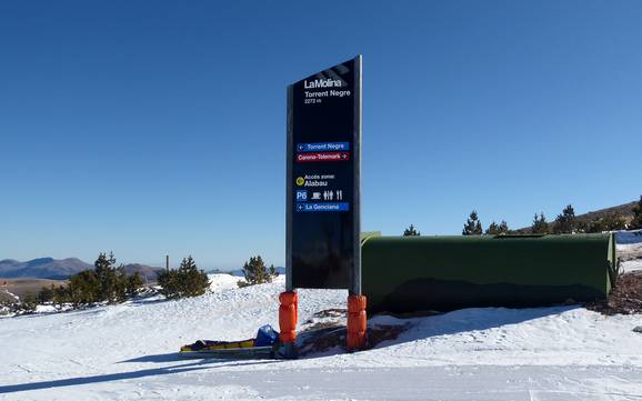 Gérone: indications de directions sur les domaines skiables – Indications de directions La Molina/Masella – Alp2500