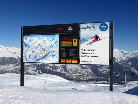 Alpes lépontines: indications de directions sur les domaines skiables – Indications de directions Obersaxen/Mundaun/Val Lumnezia