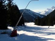 Enneigement par canons à neige dans le domaine skiable
