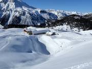 Vue sur le bassin de retenue à l'Alp da Munt