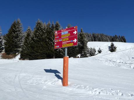 Alpes glaronaises: indications de directions sur les domaines skiables – Indications de directions Brigels/Waltensburg/Andiast