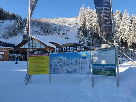 Massif du Dachstein: indications de directions sur les domaines skiables – Indications de directions Ramsau am Dachstein – Rittisberg