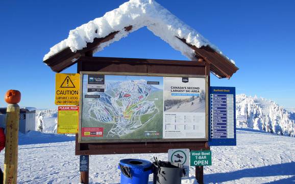 Plateau intérieur: indications de directions sur les domaines skiables – Indications de directions Sun Peaks