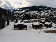 Vue sur les hébergements à Megève