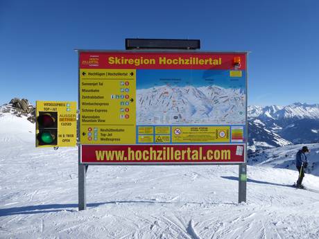 Alpes de Tux: indications de directions sur les domaines skiables – Indications de directions Kaltenbach – Hochzillertal/Hochfügen (SKi-optimal)
