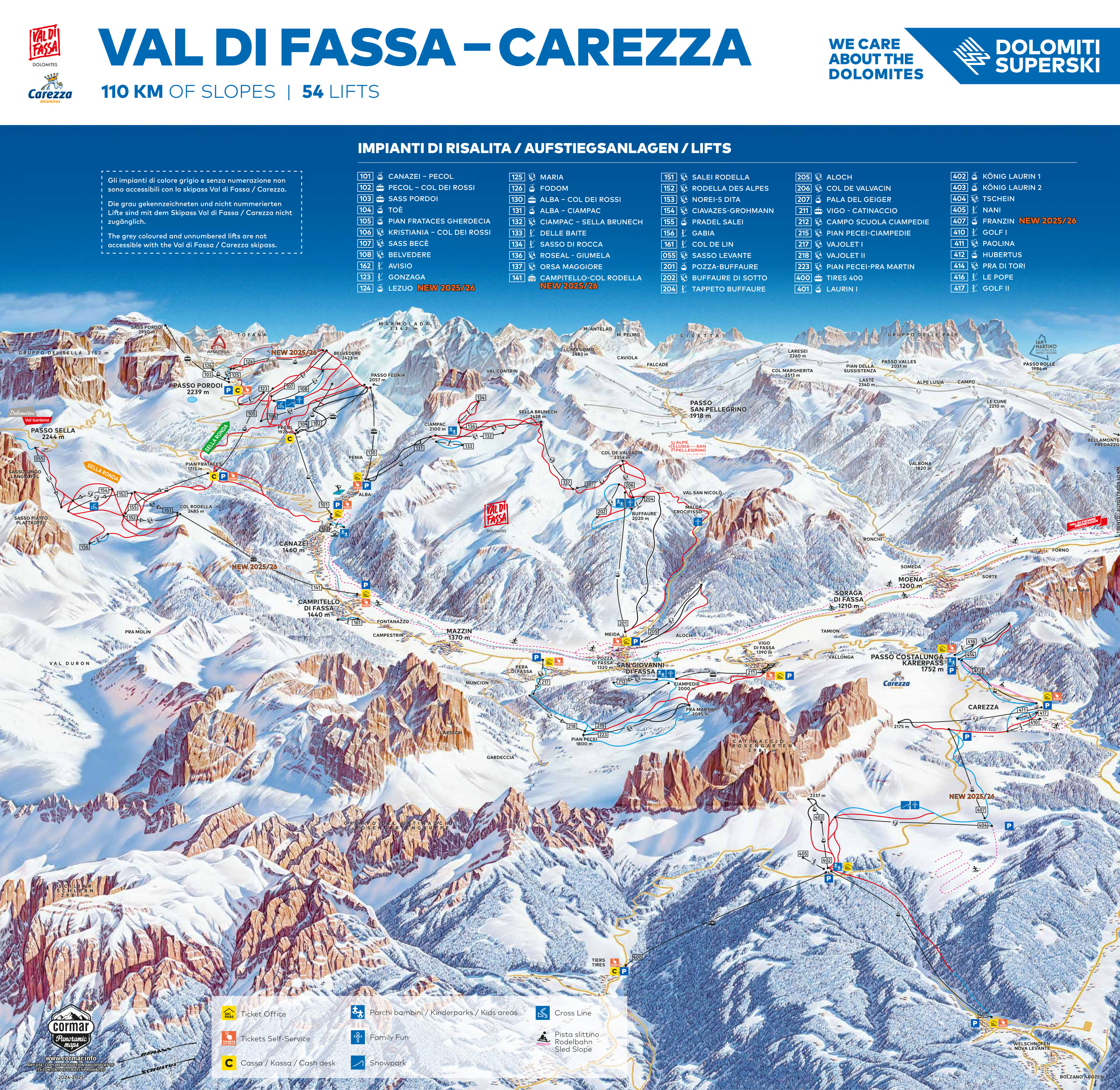 Plan des pistes Catinaccio/Ciampedie – Vigo di Fassa/Pera di Fassa