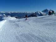 Début de la journée de ski au Madritsche