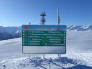 Panneau indicateur de pistes sur le domaine skiable