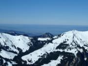 Vue du Ragazer Blanken en direction du lac de Constance